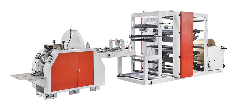 Adjustable Roll Feeding Common V Bottom Paper Bag Machine With Tracking + 2 Colors Printing Online